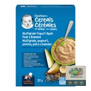 Céréales pour bébé multigrains, yogourt, pomme, poire et banane 8 mois 227 g