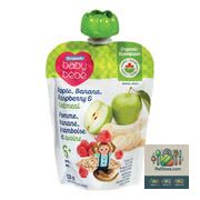 Purée de pommes, bananes, framboises et flocons d'avoine biologiques Personnelle pour bébé de 6 mois 128 ml