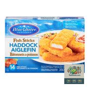 Bâtonnets de poisson d'aiglefin panés surgelés BlueWater Seafoods 350 g