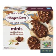 Mini barres de crème glacée à la vanille enrobées de chocolat et d'amandes 4 x 55 ml