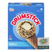 Cornets à dessert à la vanille enrobés d'arachides trempées dans du chocolat Drumstick 4 x 140 ml