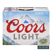 Bière blonde légère Coors Light 12 canettes de 355 ml