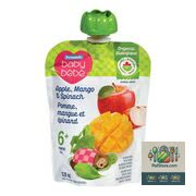 Purée de pommes, de mangues et d'épinards biologique Personnelle pour bébé de 6 mois 128 ml