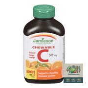 Vitamine C à saveur d'orange Jamieson 120 comprimés à croquer x 500 mg