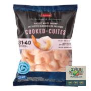 Crevettes blanches du Pacifique cuites surgelées Irresistibles avec queue 340 g, taille 31 40