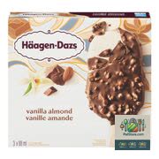 Häagen Dazs Barres de crème glacée à la vanille enrobées de chocolat et d'amandes 3x88 mL