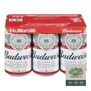 Bière blonde Budweiser 6 canettes de 355 mL